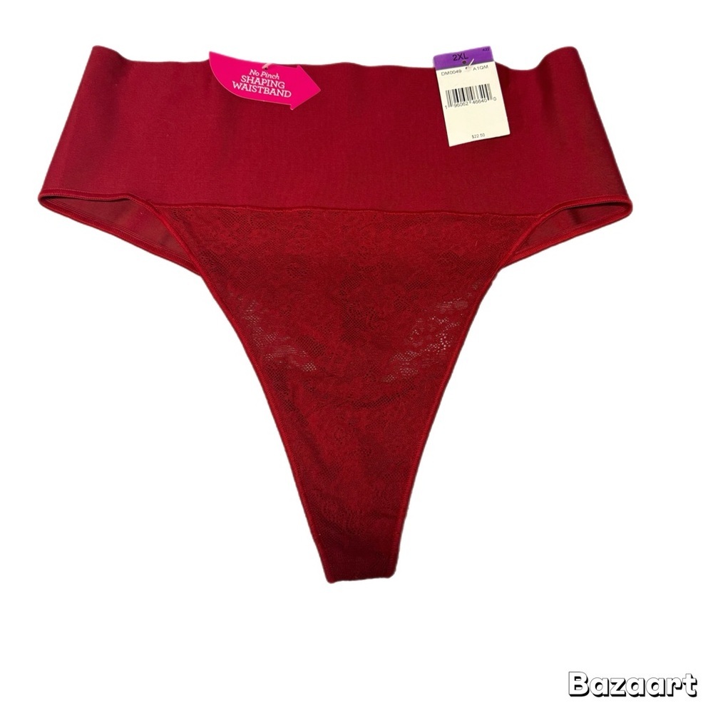 Maidenform Tame Your Tummy Lace Thong – Firm Control Shapewear –Burgundy Red